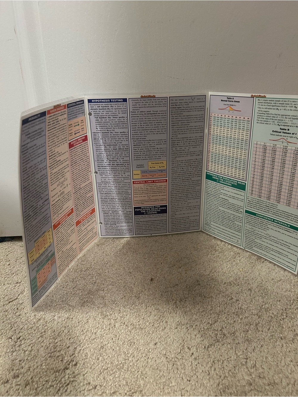 Quick Study Academic STATISTICS Reference Chart - White - Picture 2 of 6